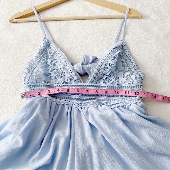 NWT Fashion Nova Light Blue Crocheted Chest Romper - Picture 7 of 12